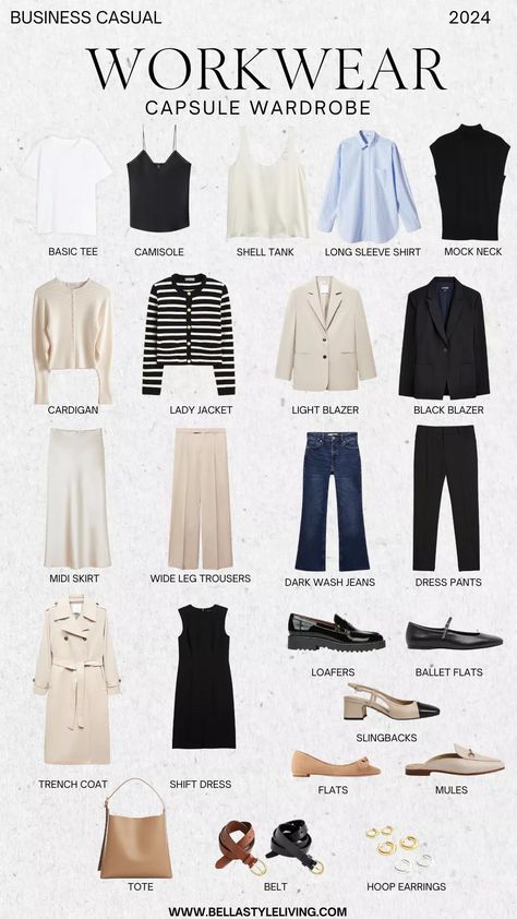 Capsule Wardrobe Business Trip, Casual Office Capsule Wardrobe, Office Capsule Wardrobe 2024, Work Clothes Capsule, Corporate Capsule Wardrobe, Office Capsule Wardrobe, Business Casual Capsule Wardrobe, Minimalist Work Wardrobe, Work Capsule Wardrobe