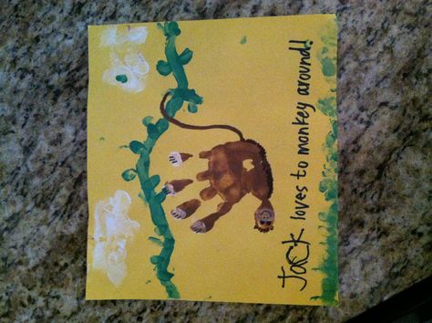 Handprint monkey Monkey Activities For Toddlers, Monkey Crafts For Kids, Handprint Monkey, Monkey Crafts, Teacher Boards, Monkey Art, Handprint Craft, Daycare Crafts, Class Decoration