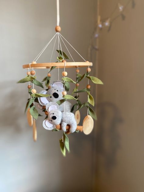 Koala Baby Mobile Sloth Mobile Australia Animals Hanging - Etsy Australia Koala Themed Nursery, Australia Nursery, Kangaroo Nursery, Homemade Mobile, Koala Bear Baby, Australian Animal Nursery, Dog Nursery Decor, Australian Nursery, Koala Nursery