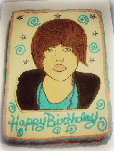 Justin Bieber Cake. Silly Cakes, Bar Mitzvah Ideas Boys, Justin Bieber Cake, Celebrity Cake, Goofy Cake, Justin Bieber Birthday, Ugly Cake, Taylor Swift Cake, 15th Birthday Cakes