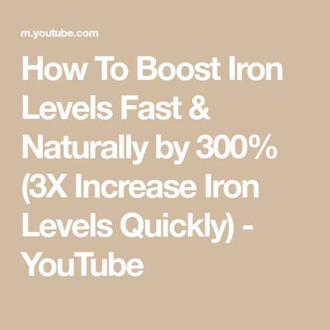 How To Boost Iron Levels Fast & Naturally by 300% (3X Increase Iron Levels Quickly) - YouTube Increase Iron Levels Fast, Boost Iron Levels, Increase Iron Levels, Increase Iron, Iron Absorption, Car Care Tips, Car Care, Care Tips, The Body