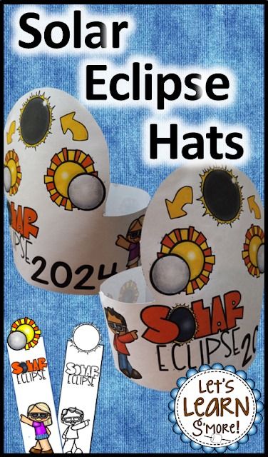 Let's Learn S'more!: Solar Eclipse Craft Hat .....Includes April 8th 2024 Eclipse Craft, Crowns Craft, Kindergarten Crown, Solar Eclipse Kids, Craft Bookmarks, Matching Bookmarks, Solar Eclipse Activity, Solar System Activities, Eclipses Art