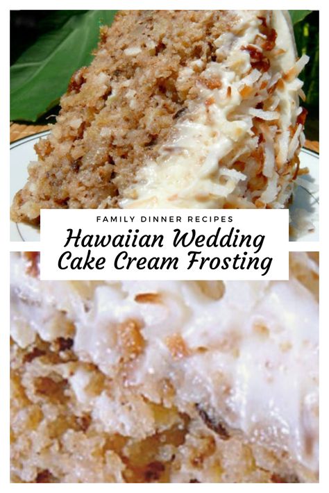 Wedding Cake Cream, Hawaiian Wedding Cake, Whipped Cream Cheese Frosting, Cream Cheese Frosting Cake, Recipes With Whipping Cream, Wedding Cake Recipe, Whipped Cream Cheese, Cream Frosting, Hawaiian Wedding