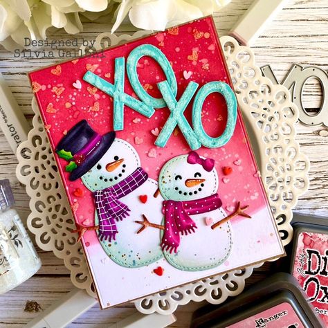 Silvia Galloni su Instagram: "Hello and happy Sunday! It’s time for a new @lawnfawn Valentine’s themed card today and I hope you like it. #lawnfawn #lawnfawnatics…" Lawn Fawn Build A Snowman, Heart Stencil, Lawn Fawn Stamps, Snowman Cards, Lawn Fawn Cards, Heart Day, Interactive Cards, Build A Snowman, Winter Cards