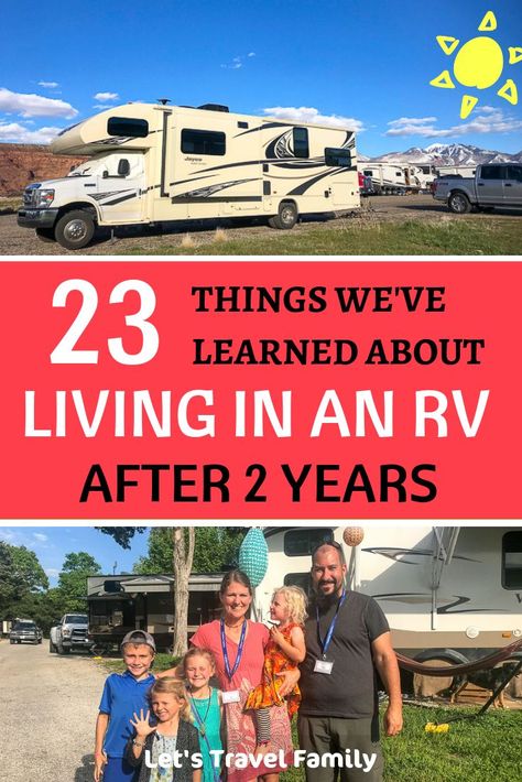 Get your BIG questions answered about living in an RV full time with kids and without. After 2 years on the road in the USA as a full time RV living family, we answer the most common RV life questions and provide some insights, thoughts and tips for RVing full-time. #rvliving #rv #rving  via @LetsTravelFamily Living In An Rv Full Time, Living In An Rv, Full Time Rv Living, Rving Full Time, Rv Camping Tips, Trailer Living, Living On The Road, Rv Living Full Time, Camper Living