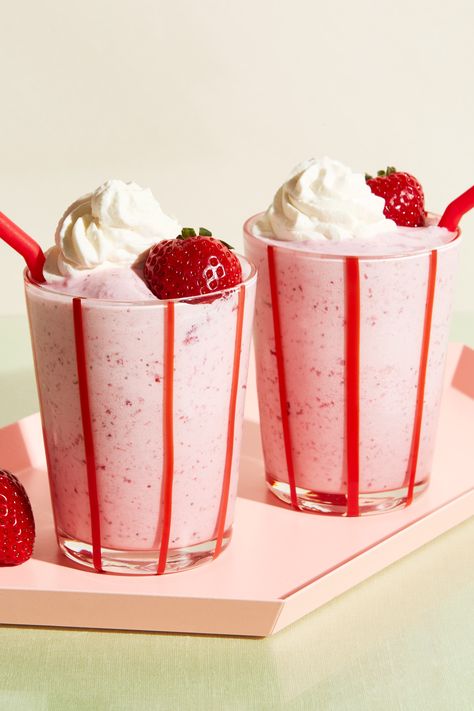 What’s not to love about a homemade strawberry milkshake? This summer-ready recipe combines fresh strawberries with thick scoops of vanilla ice cream for a cool, ultra-creamy drink that’s just sweet enough. This simple strawberry milkshake recipe requires minimal prep time and is highly adaptable. Use strawberry ice cream instead of vanilla to double the fruity fun, or chocolate ice cream for a Valentine’s-worthy dessert. Top with whipped cream and garnish with sliced strawberries. Strawberry Milkshake Recipe, Milkshake Recipe Strawberry, Speculoos Cookie Butter, Homemade Hot Fudge, Milkshake Recipe, Soda Recipe, Banana Milkshake, Chocolate Malt, Malted Milk