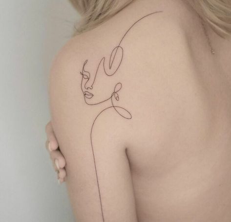 Line Woman Tattoo, Woman Face Profile, Single Line Woman, Women Tattoo Placement, Line Drawing Tattoos, Face Tattoos For Women, Around Arm Tattoo, Cute Simple Tattoos, One Line Tattoo