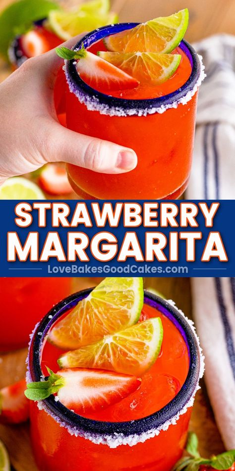 Strawberry Margarita pin collage Margaritas Recipes, Strawberry Margaritas, Strawberry Tequila, Frozen Strawberry Margarita, Strawberry Margarita Recipe, Homemade Margaritas, Strawberry Cocktails, Frozen Margaritas, Margarita Mix