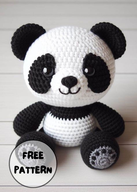 Crochet Patterns Panda Free, Free Panda Amigurumi Pattern, Crocheted Panda Bear Patterns, Crochet Mini Stuffed Animals Free Pattern, Crochet Panda Amigurumi, Free Crochet Panda Bear Patterns, Panda Pattern Crochet, Crochet Panda Pattern Free Easy, How To Crochet A Panda