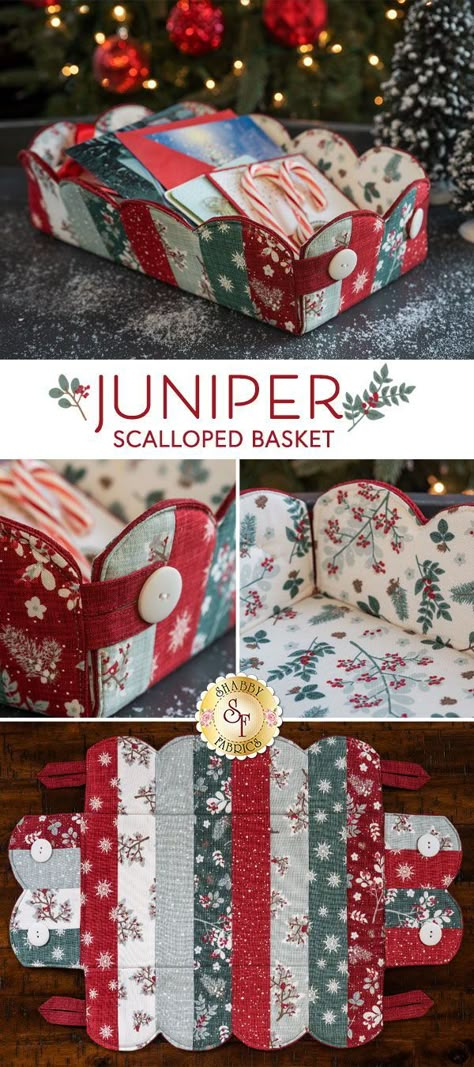 Quilted Baskets Free Pattern, Sewing For Home, Quilt Basket Pattern, Christmas Fabric Baskets, Diy Christmas Basket Ideas, Patchwork Basket Pattern, Christmas Sewing Projects Gift, Christmas Sewing Gifts, Sewing Christmas Projects