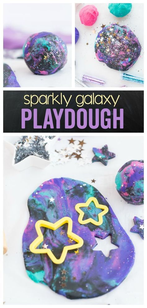 Galaxy Playdough, Galaxy Play Dough, Playdough Diy, Playdough Ideas, Galaxy Crafts, Space Crafts For Kids, Diy Galaxy, Playdough Kits, Space Activities