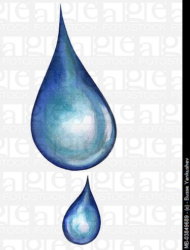 Illustration, drops, graphics, drawing, watercolor, wetness, water-drops, raindrops, two, blue, size-difference, symbol, water, concept, rain, drinkin... Realistic Raindrop Drawing, Raindrops Drawing Water Drops, How To Draw A Raindrop, Water Drop Watercolor, Drawing Rain Drops, How To Draw Rain Drops, Drop Of Water Drawing, Raindrop Watercolor, Rain Drops Drawing