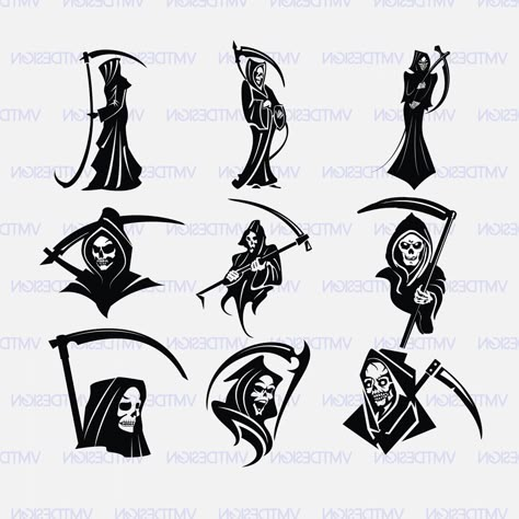 Reaper Tattoo Stencil, Grim Reaper Tattoo Stencil, Grim Reaper Tattoo Designs Drawings, Grim Reaper Tattoo Designs, Reaper Tattoo Designs, Reaper Drawing, Tattoo Designs Drawings, Cartoon Silhouette, Grim Reaper Tattoo