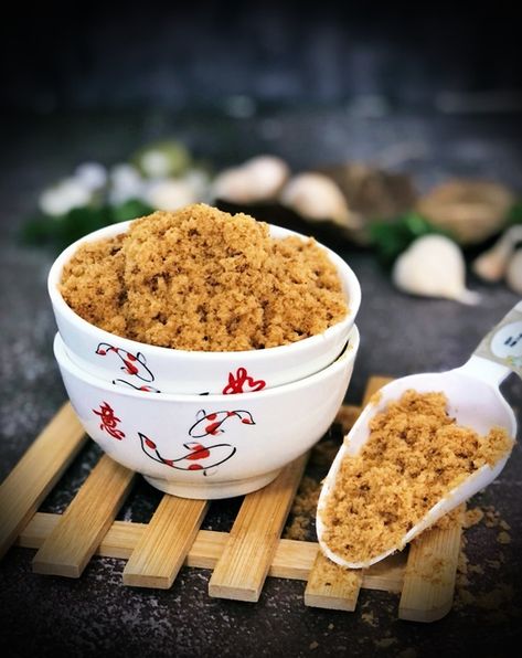 crispy pork floss – Making memories in every dish Cream Of Pumpkin Soup, Shrimp Balls, Pork Floss, Homemade White Bread, Grass Jelly, Recipe Using Chicken, Steamed Chicken, Cooking Soup, Five Spice Powder