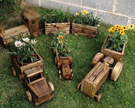 Vegetable Planter Boxes, Truck Planter, Large Raised Garden Beds, Wooden Tractor, Wooden Raised Garden Bed, Wooden Garden Bed, Raised Planter Boxes, Cedar Garden, Vegetable Planters