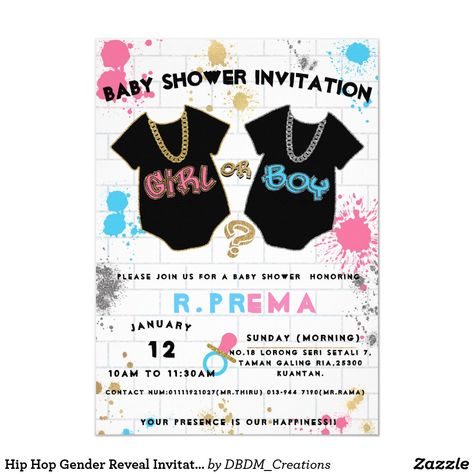 Baby Gender Reveal Invitations, Funny Gender Reveal, Gender Reveal Boy, Boy Or Girl Gender Reveal, 90's Hip Hop, Gender Reveal Shirts, Gender Reveal Party Invitations, Girl Gender Reveal, Gender Party