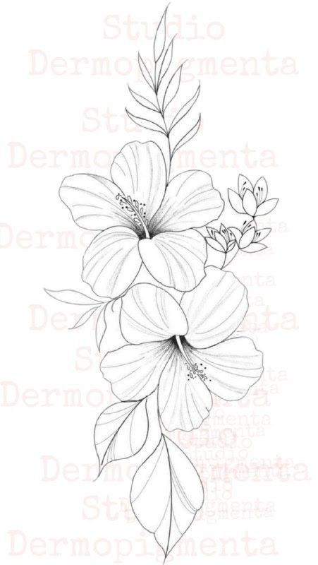 Hibiscus Flower Tattoo Stencil, Hibiscus Tattoo Stencil, Lilly Flower Tattoo, Tropical Flower Tattoos, Hawaiian Flower Tattoos, Flower Tattoo Stencils, Cute Foot Tattoos, Hibiscus Flower Tattoos, Rose Drawing Tattoo