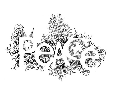 Peace, via Flickr. Zantangle Art, Alfabet Font, Seed Art, Arte Doodle, Tangle Doodle, Tangle Art, Pola Sulam, Doodles Zentangles, Doodle Lettering