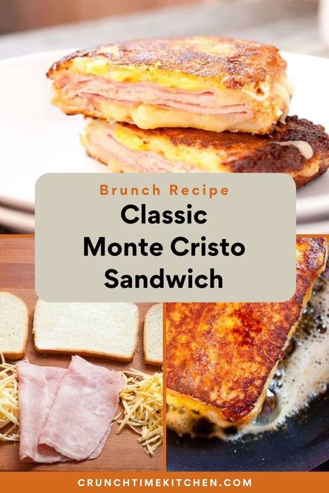 The Classic Monte Cristo Sandwich: There are many ways to make this sandwich, but this is the most tried and true way. Keep it simple with ham, gouda cheese, and the perfect cooking method! | crunchtimekitchen.com #sandwiches #montecristo #classicrecipes #grilledcheese #breakfastsandwiches Sandwich Press, Farmers Casserole, Ic Recipes, Savory Ham, Hot Sandwiches, Grilled Sandwiches, Luncheon Ideas, Diner Menu, Monte Cristo Sandwich