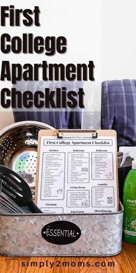 College Apartment Necessities, Guys College Apartment, College Apartment Needs, Apartment Packing List, College Apartment Checklist, College Kitchen Essentials, Apartment Essentials List, New Apartment Checklist, College Apartment Kitchen