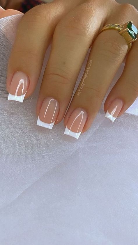 White Tip Acrylic Nails, Brown Acrylic Nails, Wedding Nails French, French Manicure Nails, Square Nail Designs, Fancy Nails Designs, Beige Nails, Girly Acrylic Nails, Basic Nails