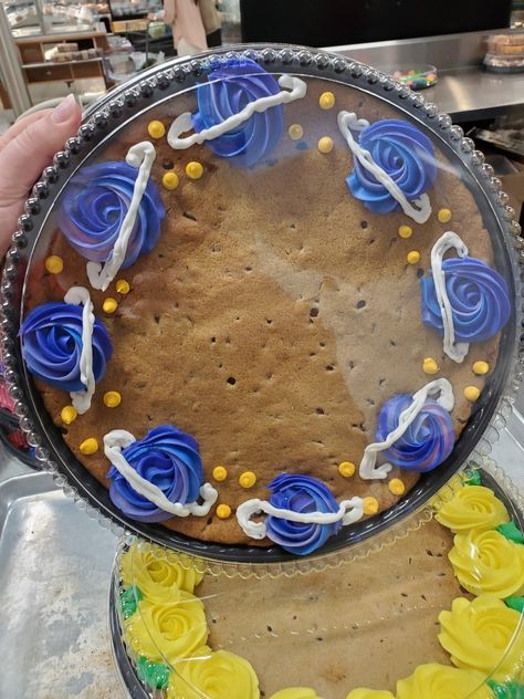 Space Themed Cookie Cake, Space Cookie Cake, Giant Cookie Cake, Galaxy Cookies, Dq Cakes, Message Cookies, Cookie Cake Designs, Shipping Cookies, Square Cookies