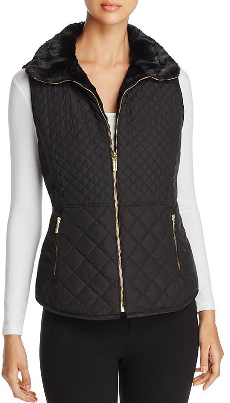 Calvin Klein Reversible Quilted Faux Fur Vest  #ad Reversible Vest, Faux Fur Vest, Faux Fur Vests, Reversible Quilt, Fur Vest, Faux Fur, Calvin Klein, Layering, Quilting