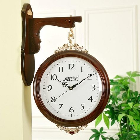 Antique Two- Sided Wooden Hanging Clock Big Clocks, Pendulum Clock, Hanging Clock, Deer Wall, Wall Clock Design, Antique Clock, Antique Clocks, Grandfather Clock, Wooden Watch