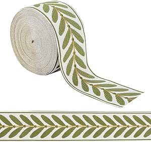 OLYCRAFT 10.9Yards Jacquard Ribbon Trim 2.4 Inch Leaf Pattern Jacquard Polyester Ribbons White Green Leaf Jacquard Woven Embroidery Trim for DIY Sewing Crafts Handmade Bag Belts Clothing Decoration Diy Sewing Crafts, Woven Embroidery, Diy Sy, Jacquard Ribbon, Costura Diy, Cloth Belt, Sewing Trim, Fabric Ribbon, Ribbon Trim