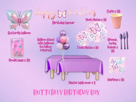 This Butterfly Party Box is a complete birthday supply kit, perfect for busy moms planning a girl's first birthday party or any butterfly themed celebration. This ready-to-use party supplies package includes butterfly party decorations in pink, tableware, and all the essentials for a stress-free, butterfly theme party. As a complete party box and easy party planning kit, it provides party supplies for 20 guests, making it an ideal kids birthday party box and toddler birthday party kit for parents looking for girl party supplies and a busy mom party solution.