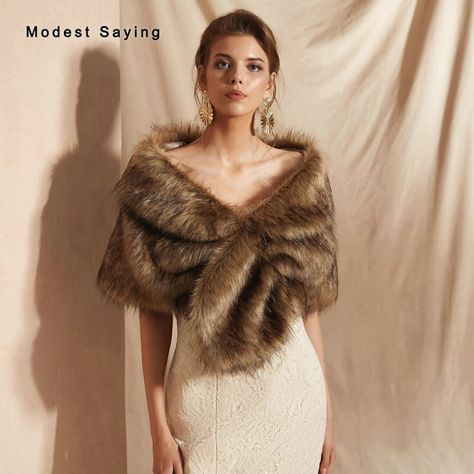 Cheap Wedding Jackets / Wrap, Buy Directly from China Suppliers:Dark Brown Warm Faux Fur Wedding Shrugs 2019 Fashion Bridal Shawls Women Party Boleros Fur Stoles Warm Wraps Wedding Accessories Enjoy ✓Free Shipping Worldwide! ✓Limited Time Sale ✓Easy Return. Cocktail Engagement Party, Faux Fur Wedding Shawl, Il Grande Gatsby, Fur Shawl Wedding, Faux Fur Wedding, Bridal Fur, Faux Fur Shawl, Womens Cosplay, Wedding Fur