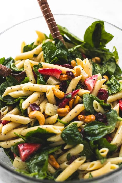 Spinach Pasta Salad, Penne Pasta Salads, Salad Coleslaw, Salad With Spinach, Pasta Salad With Spinach, Summer Pasta Salad Recipes, Resep Pasta, Potluck Side Dishes, Poppyseed Dressing