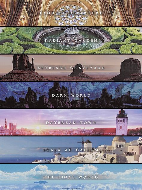 Kingdom Hearts Original Worlds Kingdom Hearts Landscape, Kingdom Hearts Missing Link, Cloud Kingdom Hearts, Kingdom Hearts Aesthetic, Kingdom Hearts Quotes, Color Seeds, Jas Wedding, Hearts Artwork, Kingdom Hearts Worlds