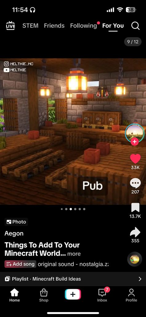 Minecraft Pub Design, Minecraft Pub Ideas, Pub Minecraft, Minecraft Pub, Minecraft Town, Minecraft World, Pub Design, Cute Minecraft Houses, Minecraft Inspo