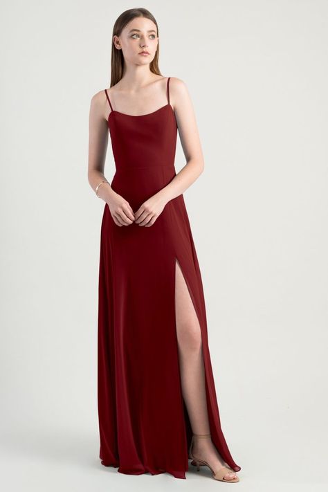 Camila's Bridesmaid dress in merlot. Kiara Dress, Cinnamon Rose, Bridesmaid Dress Collection, Chic Brides, Bridesmaid Dress Styles, Jenny Yoo, Long Bridesmaid Dress, Modern Dress, Wedding Dress Shopping