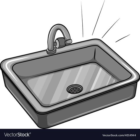 Kitchen Sink Drawing, Sink Illustration, Sink Drawing, House Drawing For Kids, Cartoon House, Book Letters, Project 62, House Drawing, Cartoon Drawing