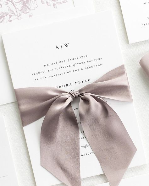 Ribbon around invitation as a belly band. Wedding Invitations With Ribbon, Invitations With Ribbon, Ribbon Wedding Invitations, Ribbon Invitation, Non Traditional Wedding Ring, Simple Elegant Wedding, Ribbon Wedding, Wedding Ribbon, Unique Wedding Invitations