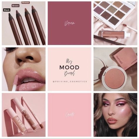 Social Media Makeup, Social Media Mood Board, Makeup Artist Mood Board, Makeup Mood Board, Makeup Artist Feed Instagram, Makeup Instagram Feed, Aesthetic Instagram Feed Ideas Business Beauty, Beauty Store Instagram Feed, Makeup Business Instagram Feed