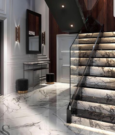 Marble Staircase, Stairs Design Interior, Stairs Design Modern, Stairway Design, Home Stairs Design, Modern Staircase, House Stairs, Staircase Design, Best Interior Design