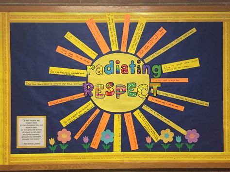 Nailed it with this month's virtue: respect. Virtue Of The Month Bulletin Board, Virtue Bulletin Board Ideas, Respect Classroom Display, Monthly Character Traits Bulletin Boards, Respect Bulletin Boards, Character Virtues, Respect Classroom, Values Display, Unique Bulletin Board Ideas