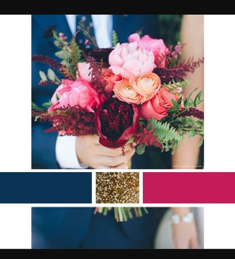 Navy blue, Gold and Raspberry ❤ Groomsmen Navy, Color Scheme Inspiration, Bedroom Navy, Wedding Color Scheme, Red Wedding Theme, Gold Wedding Inspiration, Maroon Wedding, Wedding Colour, Peony Wedding