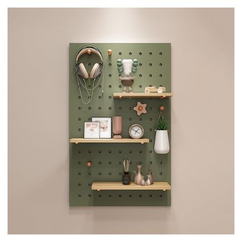 PRICES MAY VARY. 【CREATIVE COMBINATION】Arrange the pegboards in different ways to make the most of your space. Or try laying them out separately alongside your furniture for unexpected results. With shelves and hooks, the possibilities are endless. 【PEGBOARD WALL ORGANIZER】Pegboard panels are made of Solid Wood, sturdy, scratch resistant and easy to clean. The wood Hooks will hold the weight of all your tools. 【EXTRA STORAGE SPACE】This Pegboard Combination Kit is removable. With different kinds Pegboard Color Ideas, Unique Wall Storage, Peg Board Home Office, Hanging Office Organizer, Office Decor Storage, Corner Wall Shelving, Peg Board Bathroom, Wall Decor For Home Office, Boho Pegboard