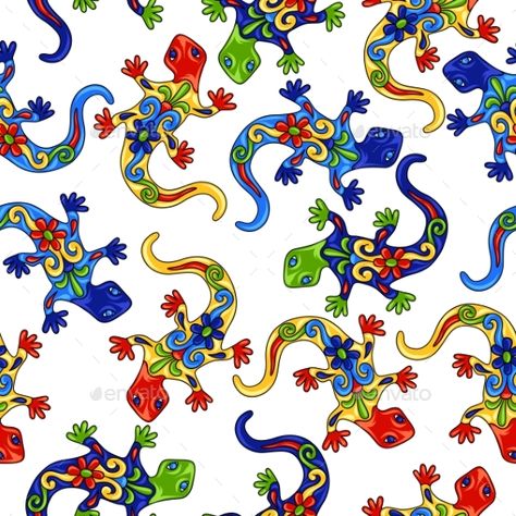 Mexican Seamless Pattern with Lizards #Seamless, #Mexican, #Lizards, #Pattern Lizard Party, Houses Decor, Dollhouse Rugs, Colorful Lizards, Paisley Background, Bulletin Journal, Mexican Pattern, Fish Vector, Background Design Vector