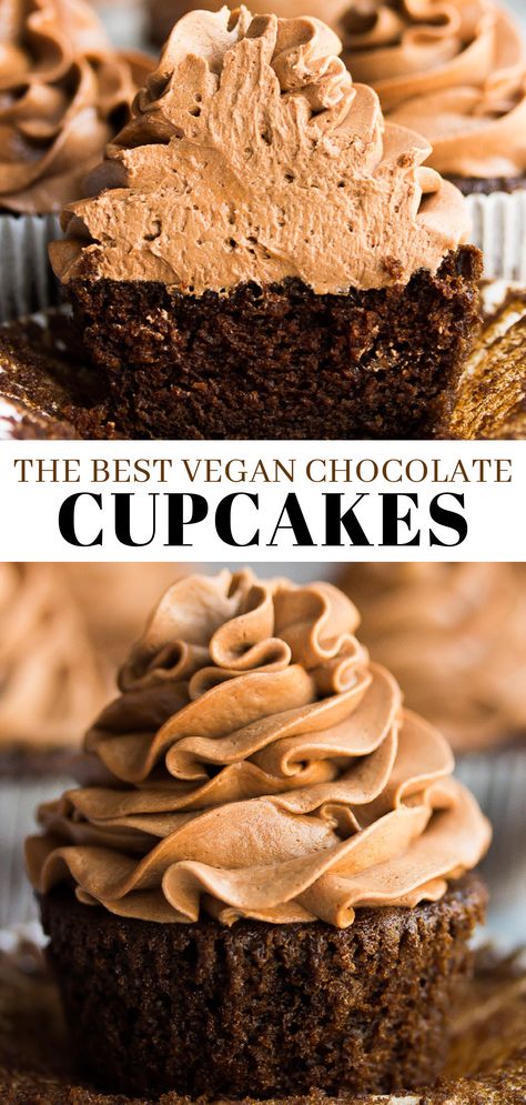 The BEST Vegan Chocolate Cupcakes ever, made in 1 bowl! #vegan #plantbased #dairyfree Cupcake Creme, Vegan Cupcake Recipes, Vegan Chocolate Frosting, Nora Cooks, Vegan Chocolate Cake Recipe, Vegan Chocolate Cupcakes, Vegan Baking Recipes, Vegan Baked, Vegan Chocolate Cake