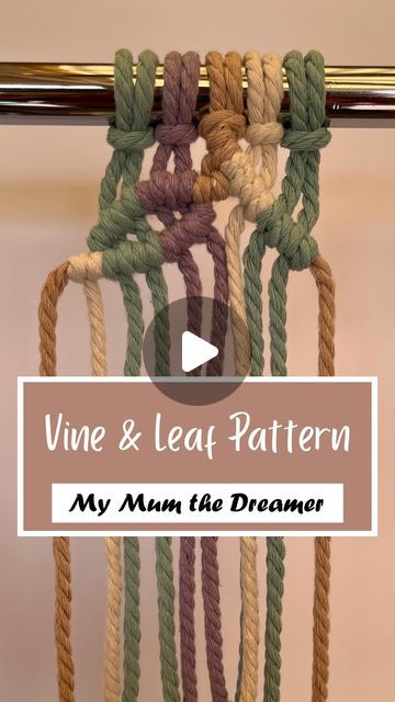 Michelle | Macrame Trainer & Creator on Instagram: "How to tie a macrame vine and leaf pattern PART 1:  This tutorial is written with the assumption you already know how to tie clove hitch knots…comment “CHK” to receive the link to the reel on how to tie clove hitch knots 😊  1. Begin with 10 cords hanging down. 2. Holding the 5th cord from the left in your right hand, tie 5 diagonal clove hitch knots down towards the right-hand side. 3. Take the new 6th cord in your left hand and tie 3 clove hitch knots across towards the left-hand side. 4. Now angle the filler (middle) cord downwards and tie 2 more clove hitch knots down towards the left-hand side. 5. Once again, take the new 6th cord across and use it as the filler cord to tie 3 clove hitch knots down towards the left. 6. Angle the fill Clove Hitch Knot, Vine Leaves, Hand Tie, Leaf Pattern, Right Hand, Left Hand, The Dreamers, Vines, Macrame