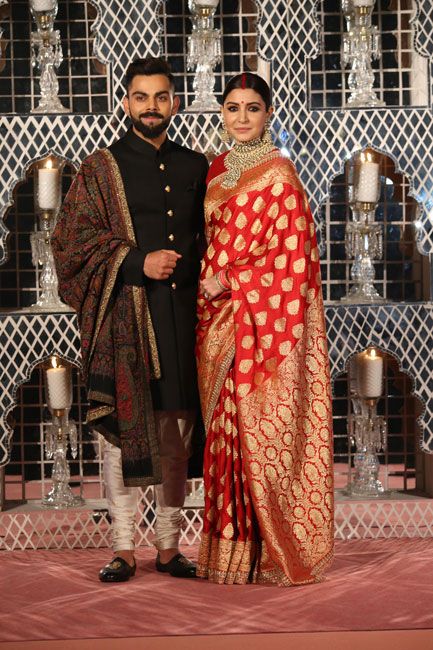 Virat Kohli And Anushka, Reception Outfits, Virat And Anushka, Reception Saree, Indian Groom Wear, Wedding Dresses Men Indian, Reception Outfit, Couple Wedding Dress, Indian Brides