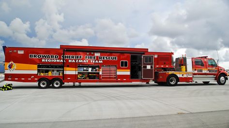 Broward Sheriff Fire Rescue HazMat | Kev Cook | Flickr Fire Trucks Pictures, Firefighter Gear, Police Truck, Wildland Firefighter, Cool Fire, Bug Out Vehicle, Fire Equipment, Police Vehicles, Rescue Vehicles