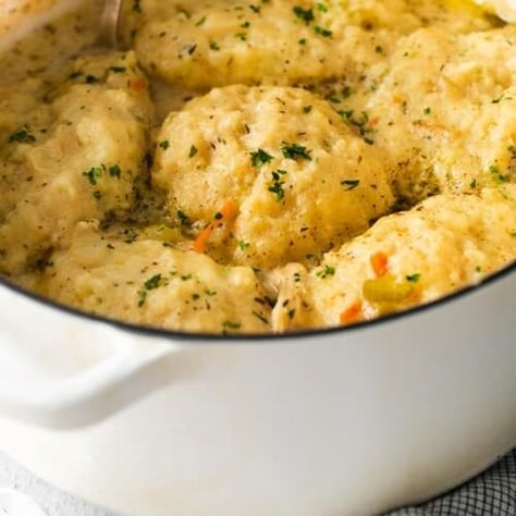 Gluten-Free Chicken and Dumplings (with Bisquick!) - Meaningful Eats Dumplings With Bisquick, Chicken And Dumplings With Bisquick, Chicken And Dumplings Gluten Free, Recipe For Chicken And Dumplings, Gluten Free Bisquick Recipes, Bisquick Dumplings, Gluten Free Dumplings, Bisquick Chicken, Kitty Treats