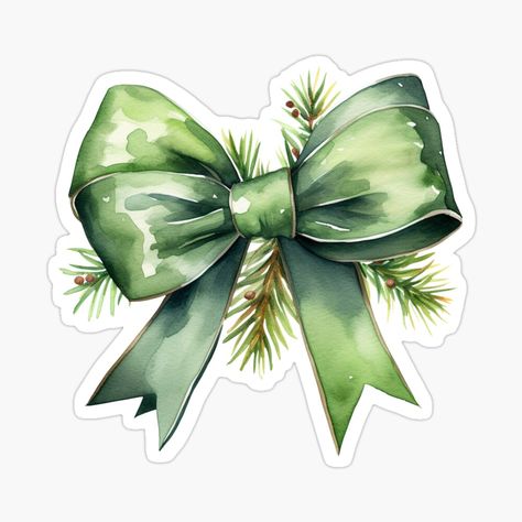 Green Stickers Aesthetic Printable, Cute Green Stickers, Christmas Sticker Ideas, Green Christmas Ribbon, Backgrand Instagram, Green Scrapbook, Green Stickers, Bow Sticker, Christmas Photo Album