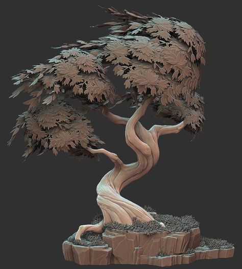 ArtStation - Stylized Tree, Ben Lewis Stylized Tree, Fantasy Tree, Environment Props, 3d Tree, Digital Sculpting, M Logo, Tree Artwork, Tree Sculpture, 3d Modelling